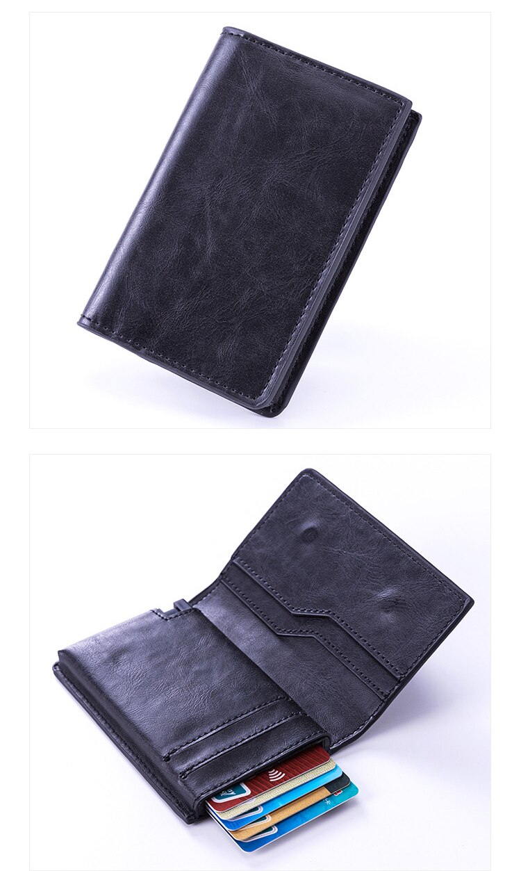 Card Holder Men's PU Cardholder ID Credit Metal Card Case Automatic Card Case Popular for: black