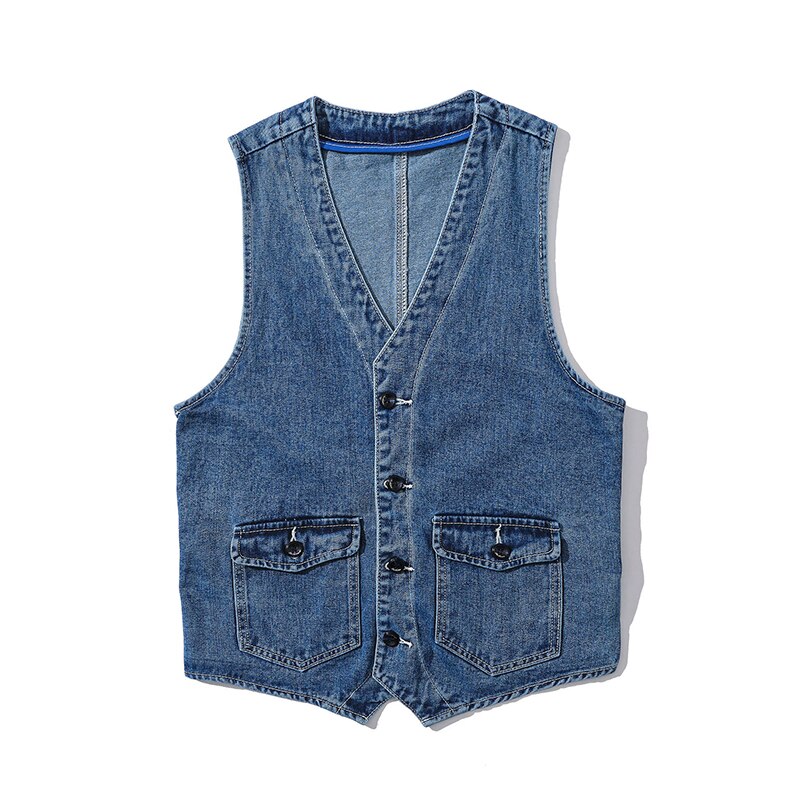 Denim Vest Mannen Jas Lente Zomer Jeans Jas V-hals Koreaanse Vest Losse Casual Mode Alle-Match Stijl mannelijke Kleding: Asia M