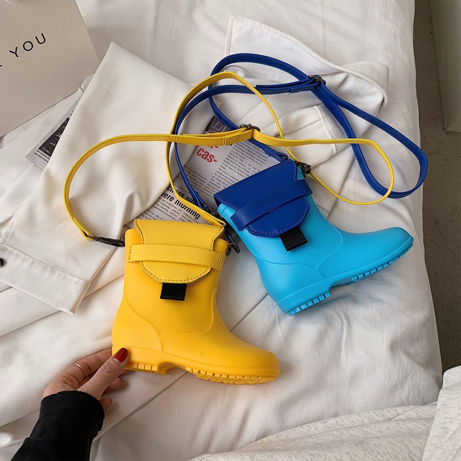 Kinderen Koreaanse Cross-Body Tas Jongens En Meisjes Cartoon Regen Laarzen Vormige Mini Messenger Bag