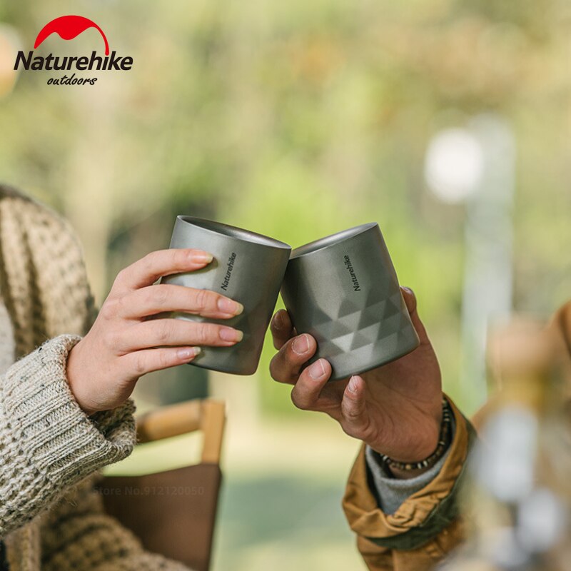 Naturehike Outdoor Titanium Cup 280Ml Draagbare Dubbele Laag Lichtgewicht 78G Camping Picknick Servies Theekopje Water Beker Wijn Glas