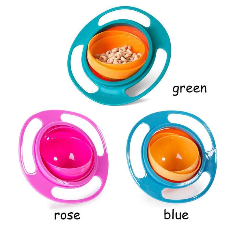 Tazón de giroscopio mágico para niños, práctico, rotativo, giratorio 360, a prueba de derrames, platos de alimentación sólidos