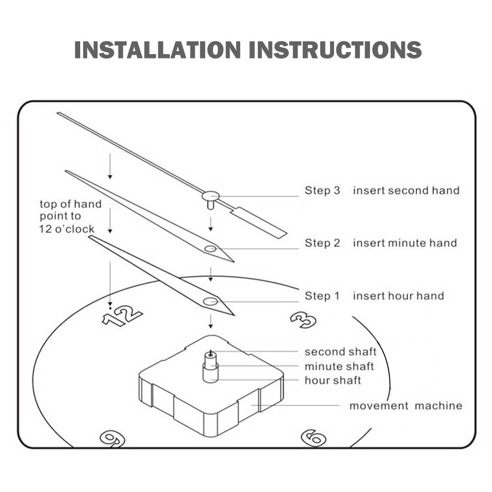 1 Set DIY Wall Clock Movement Accessories Clockwork Repair Parts Kits Mechanism Black Long Spindle Replacement Clock Set