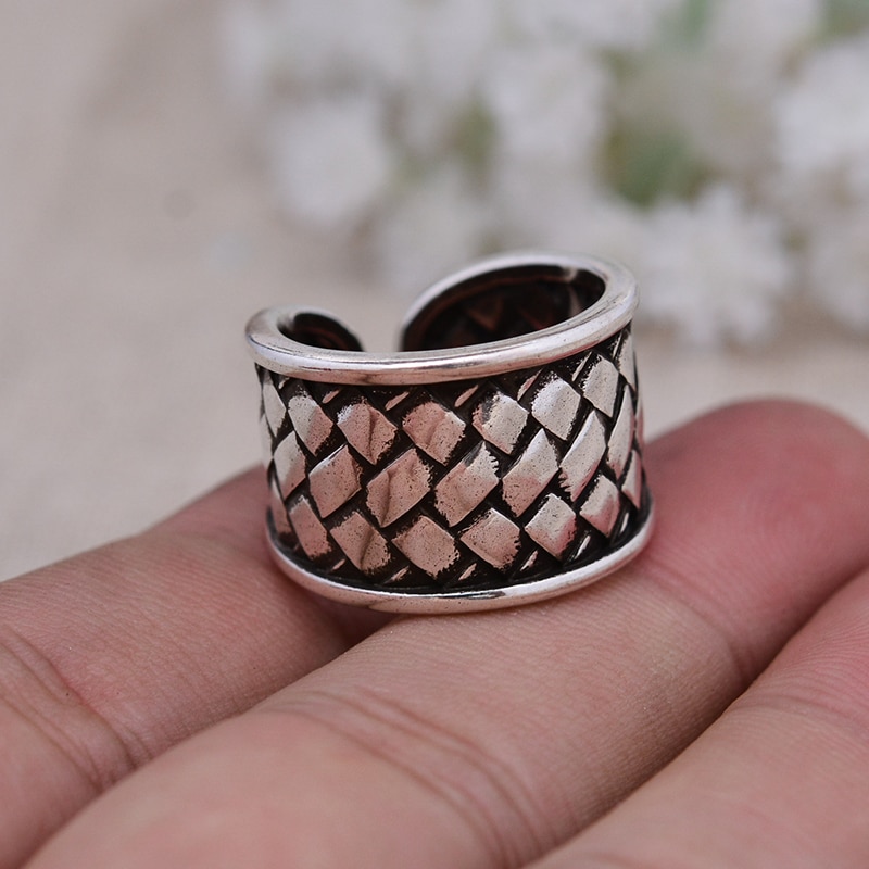 100% 925 Sterling Zilver Retro Geometrie Thai Zilveren Dames Open Ring Sieraden Goedkope Nooit Vervagen