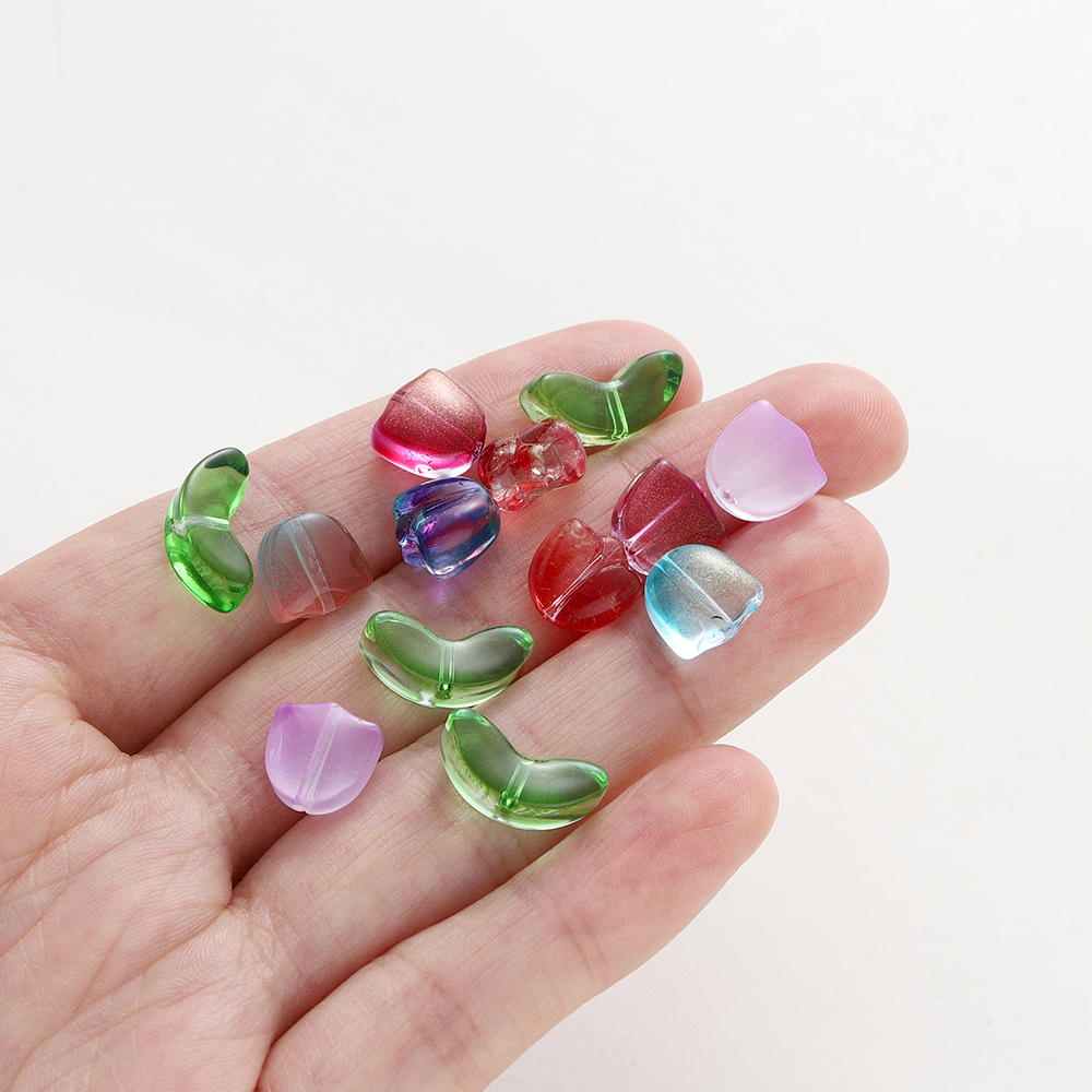 10/20Set Tulips Flower Lampwork Beads Multicolor Glass Flora Beads Multicolor Loose Beads for DIY Bracelets Jewelry Making