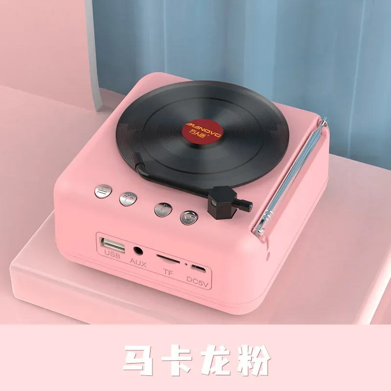 atomisk vinyl platespiller bluetooth høyttaler retro lyd radio hifi lydeffekt super lang vent litt bluetooth musikk: Gjennomsiktig