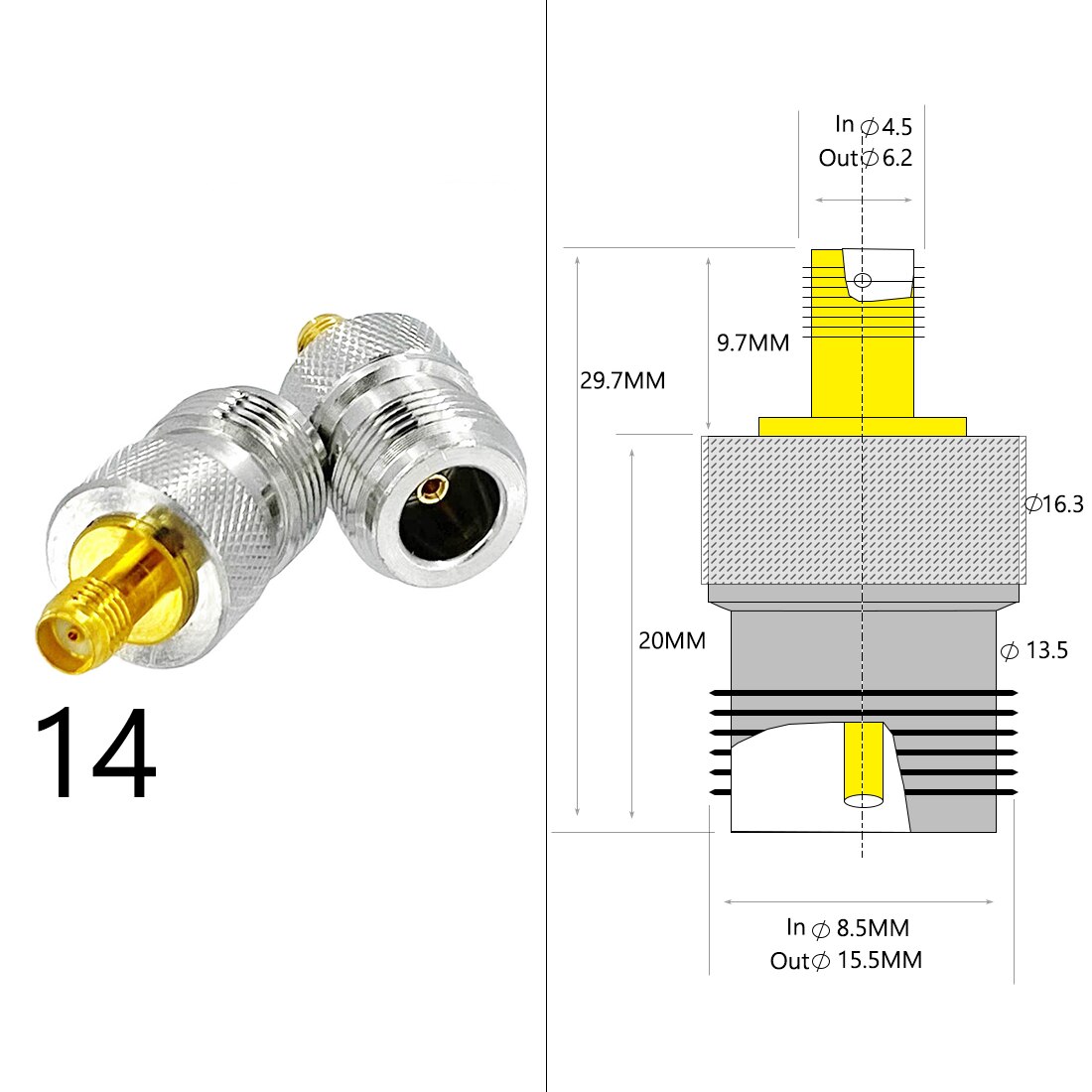 Adaptador de antena Wifi SMA macho hembra a BNC N macho hembra, Conector de enchufe RF coaxial, convertidor recto, precio al por mayor, 1 ud.: Type14