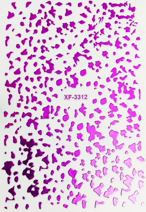 Or noir 3D ongle feuille autocollant manucure 12 couleur bricolage ongle feuille autocollant décalcomanies feuille pour ongles décoration dos colle: XF3312 purple