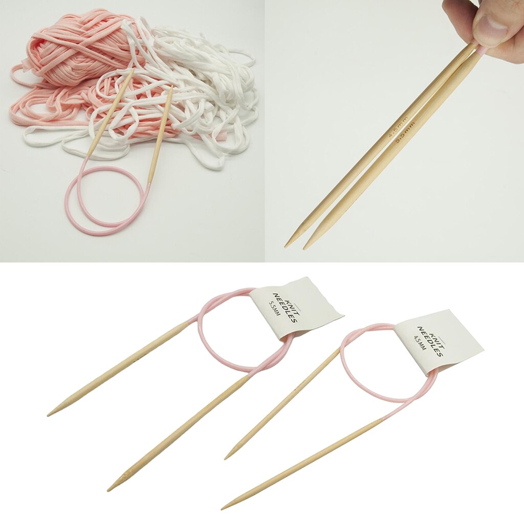 Premium Bamboo Knitting Needles with Colorful Plastic Tube 4.5/5.5mm