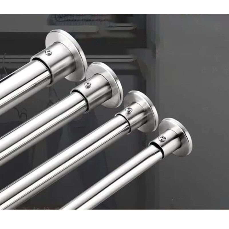 Stainless Steel Pole Socket Flange Rod Holder Wall Mount Pipe Bracket for Closet
