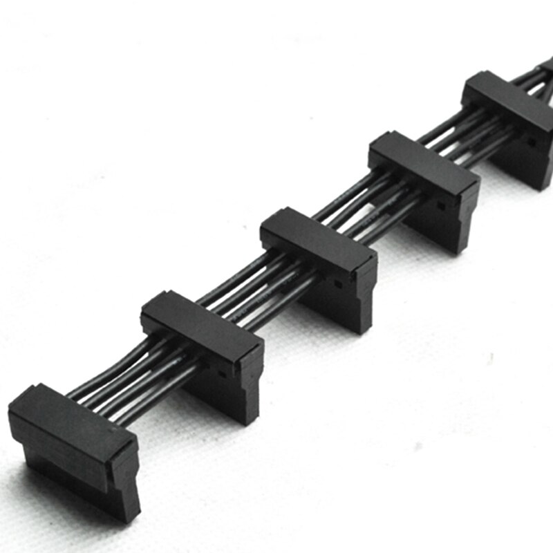 4-Pin Ide 1 Tot 5 Sata Power Cable Adapter Splitter Kabels 18 Awg Black Mouwen 40Cm Voor pc Server