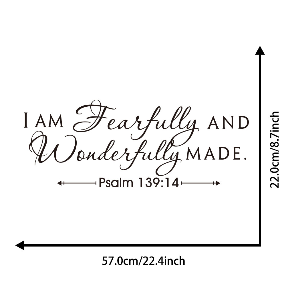 Psalm 139:14 i am fearfully and wonderfully made art apothegm home decal wall sticker Removable