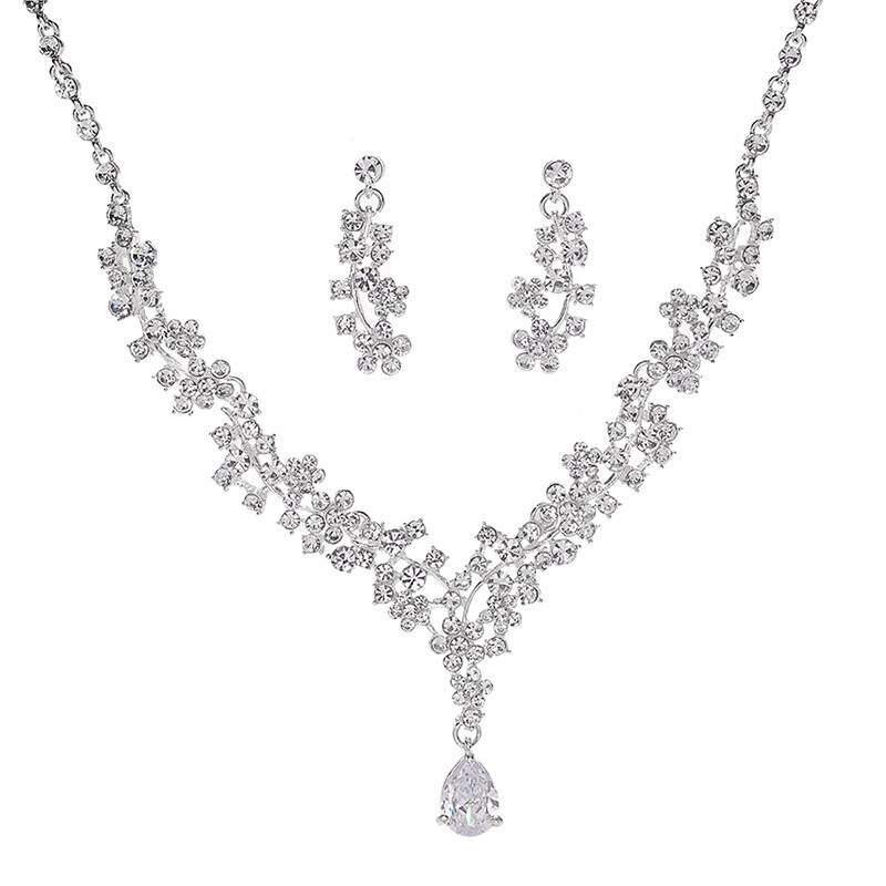 Folhas de luxo Contas de Cristal Conjunto De Jóias de Noiva Strass Coroa Tiara Colar Brincos Set Casamentos Beads Africanos Conjuntos de Jóias