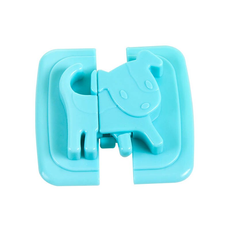 Verrou de sécurité en plastique pour enfants et bébés, 1 pièce, multifonction, pour réfrigérateur, toilettes, accessoires de porte d'armoire en forme de chiot: Bleu