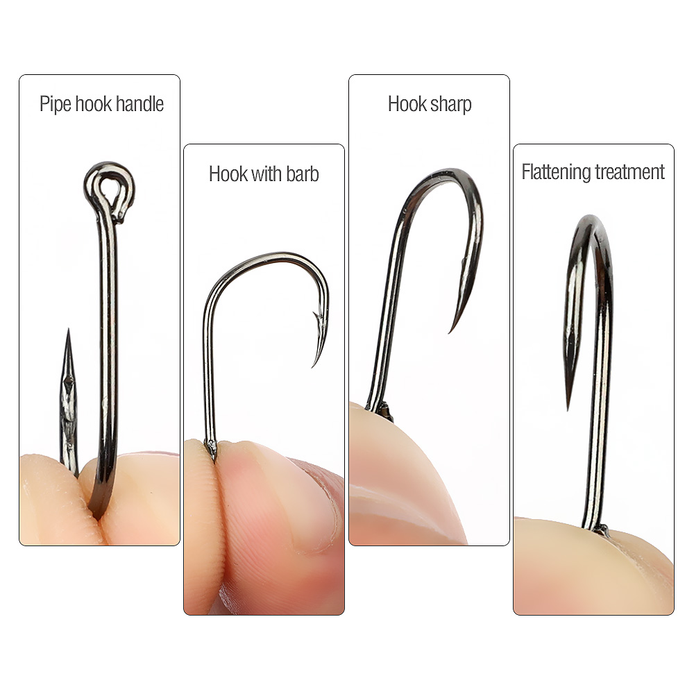DONAL 100 Uds anzuelos de Pesca 3 #-12 # de acero de alto carbono con púas de una sola carpa anzuelo de pesca de tamaño mixto anzuelos de pesca con mosca accesorios para el mar
