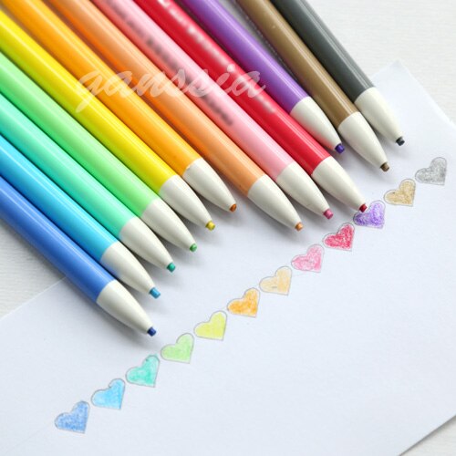 Crayons de couleur dégradé de 12 couleurs/ensemble, apportez votre propre taille-crayon, crayons mignons originaux, , accessoires de bureau (ss-1182)