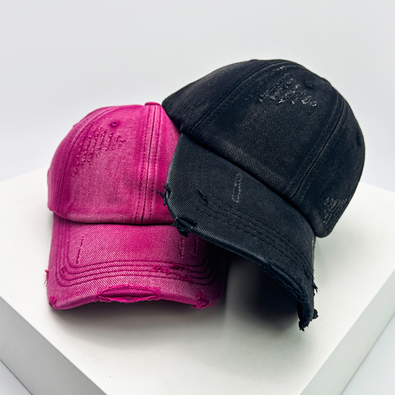 Men Women Gradient American Vintaget Broken Baseball Hats Distress Sunshade Breathable Street Snapback Cap Versatile