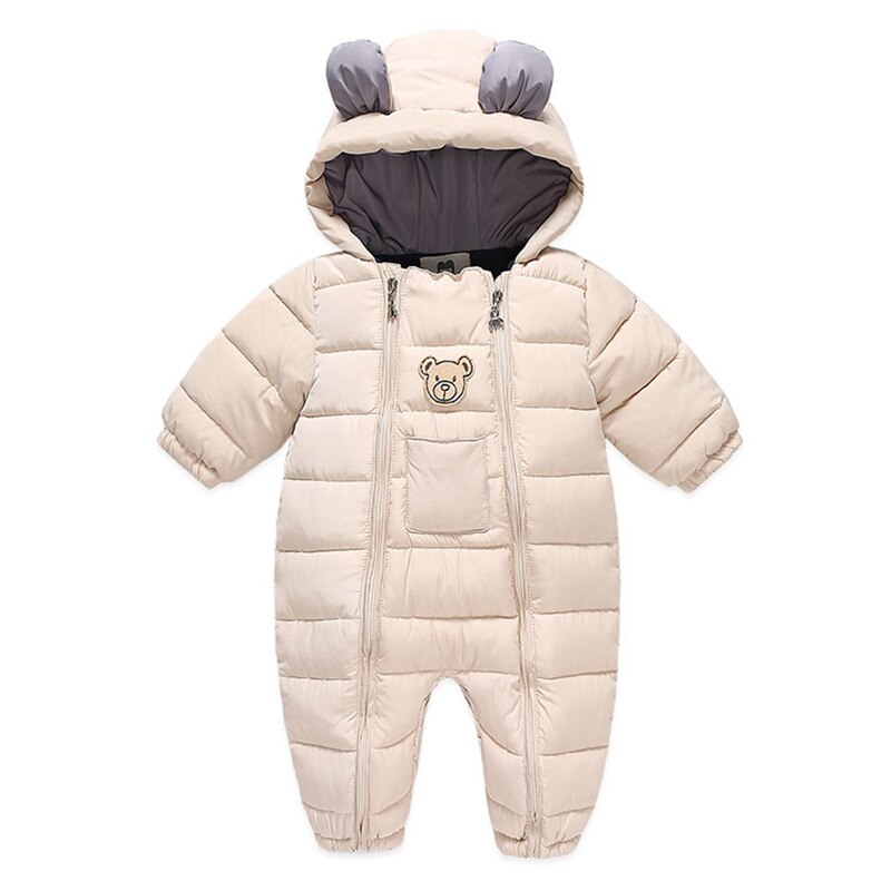 Macacão das crianças do bebê meninas casaco de inverno para meninos roupas engrossar infantil macacão da criança snowsuit outwear onesize chd011: CHD011Beige / 66CM(6M)