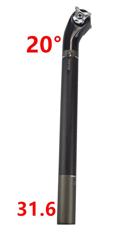 Tubo de asiento de fibra de carbono para bicicleta, tija de sillín de 20 y 5 grados, 27,2/30,8/31,6x400mm: 20degree 31 6
