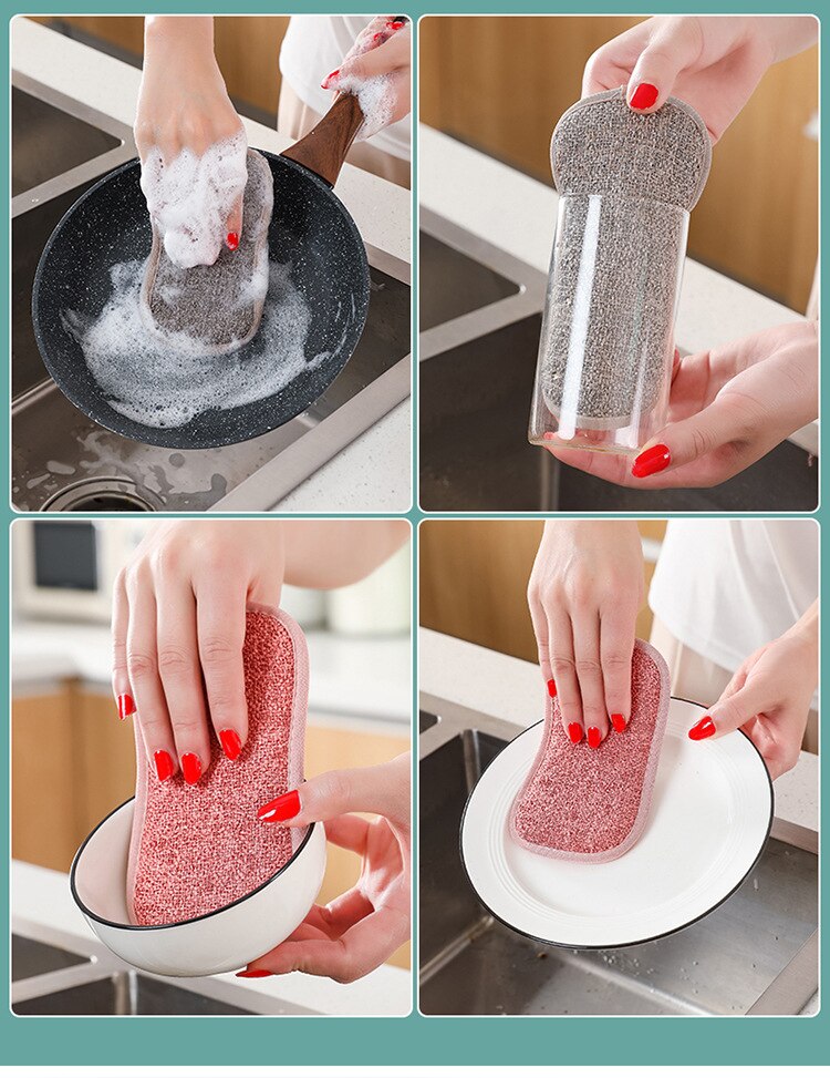 Keuken Schoonmaken Schrobben Sponzen Herbruikbare Non-Kras Microfiber Scrubber Spons Keuken Huis Schoon Pot Pan Schotel Wasmachine Spons