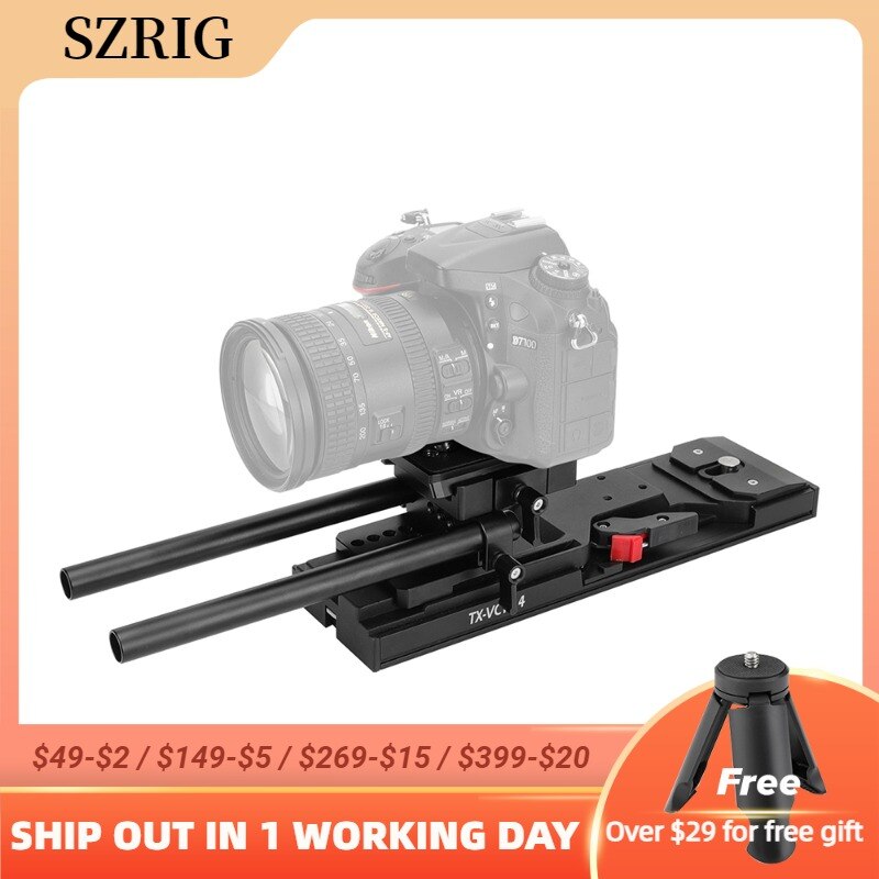 SZRIG VCT-14 Video videocamera v-mount QR piastra durevole con piastra di base Manfrotto 15mm LWS doppio sistema di supporto Rod