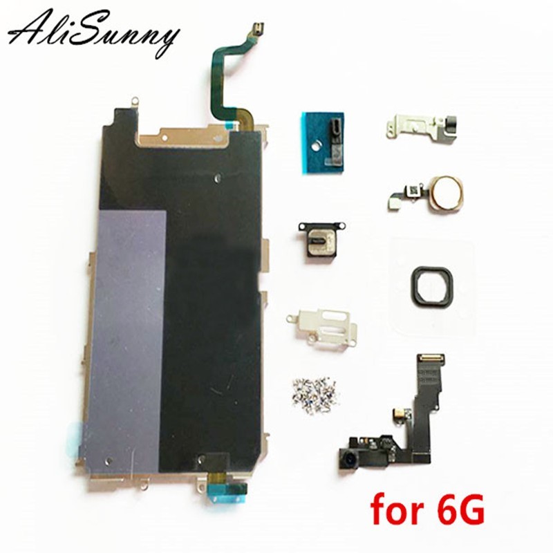 AliSunny Metalen LCD Back plaat Hitteschild kits voor iPhone 6 Plus 5.5 &#39;&#39;6 S 6G 6SP 6SPlus Oortelefoon Schroeven Front Camera Sets