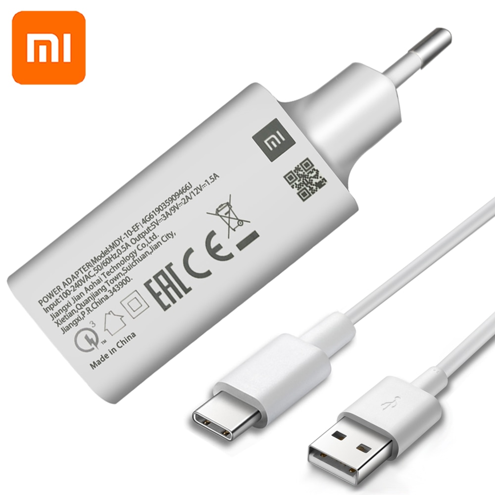 Xiaomi-cargador rápido USB de 18W, Cable de datos de 1M TYPE-C para Mi 6, 8, 9 Se, CC9, A3 Lite, Redmi K20, K30 Pro, 9T, Note 7, 8 Pro, 8T