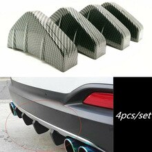 4 Stuks Universele Auto Carbon Fiber Rear Bumper Lip Spoiler Diffuser Fin Vorm Splitter Scratch Protector Auto Accessoires