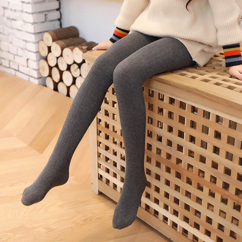 Children's leggings winter thin velvet medium-thick little feet baby cotton outer wear watermelon crotch girls pantyhose: grey / XL  120-135cm