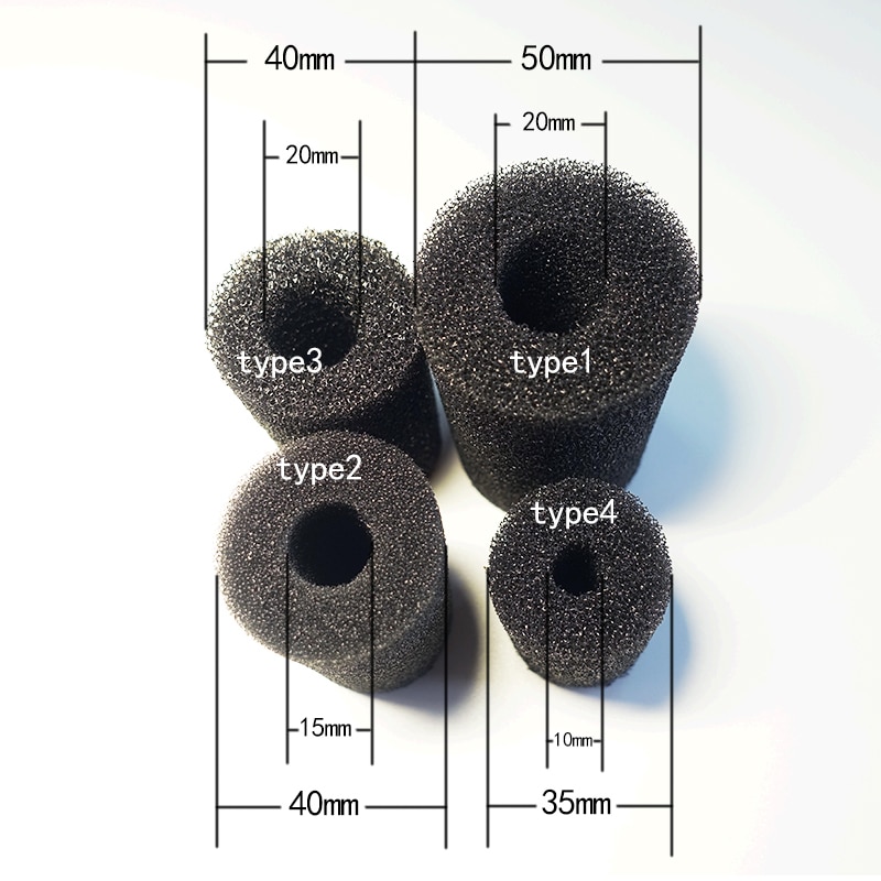 4 tipos se pueden elegir 5 uds esponja para acuario, filtro Protector, cubierta para entrada de tanque de peces, estanque de espuma negra, accesorios de filtros de acuario