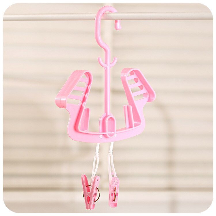 Multifunctionele droogrekken Thuis essentieel Multifunctionele Opvouwbare hang Drogen schoenenrek hanger 5ZCF179: Roze