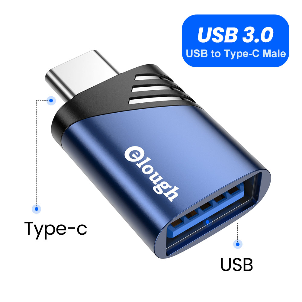 Elough USB to Type C Adapter OTG USB 3.0 Female Micro USB to Type C Male Cable Converters For MaxcBook Samsung S10 S9 S8 Adapter: USB3.0 to TypeC Blue