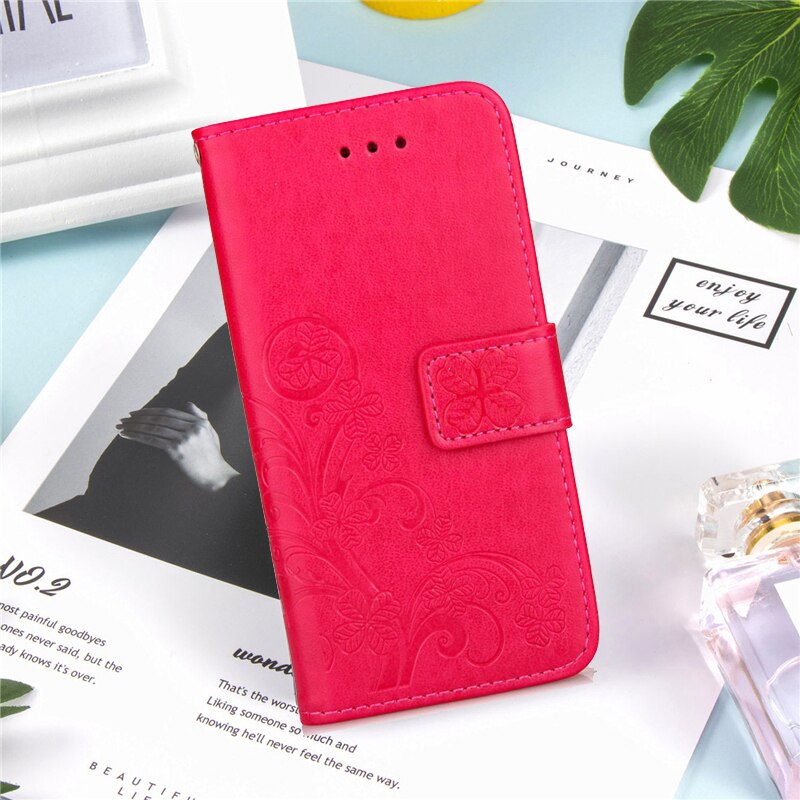Luksus læder flip bogtaske til alcatel 1s 5024d 1s rose flower pungholder etui telefon cover taske: 1s 2019 5024d / 2 røde