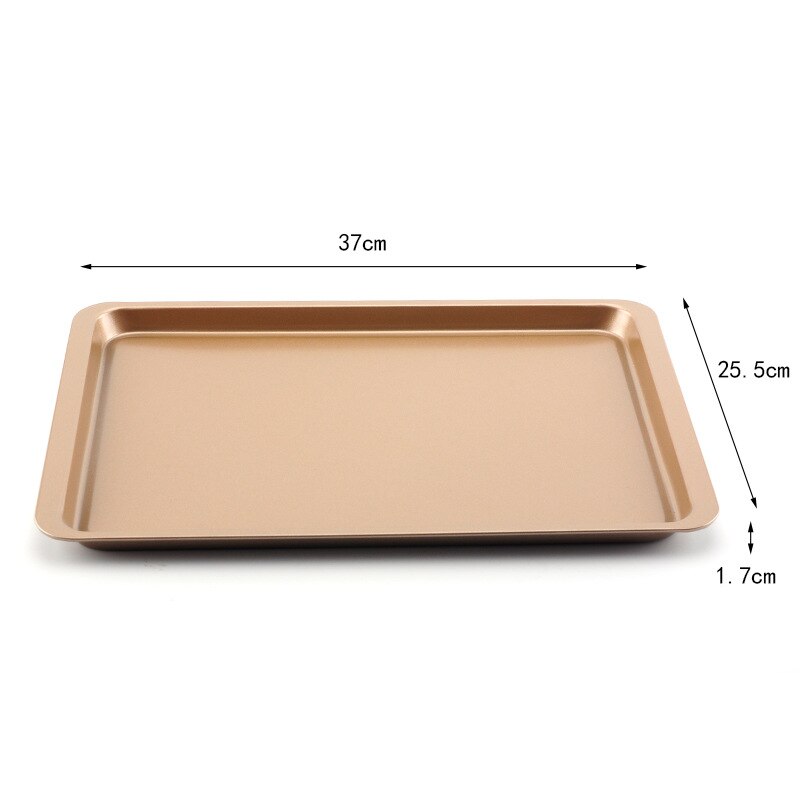 AIWILL 14 Inch Rectangular Gold Carbon Steel Non-Stick DIY Cake Biscuit Baking Oven Baking Shallow Chassis Baking Tools