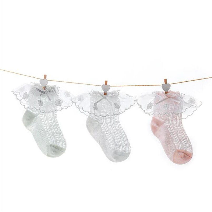 3 pairs/lot newborn baby girls socks summer cozy tulle mesh infant floor socks princess girls party wedding socks meias: a / 12 to 24m