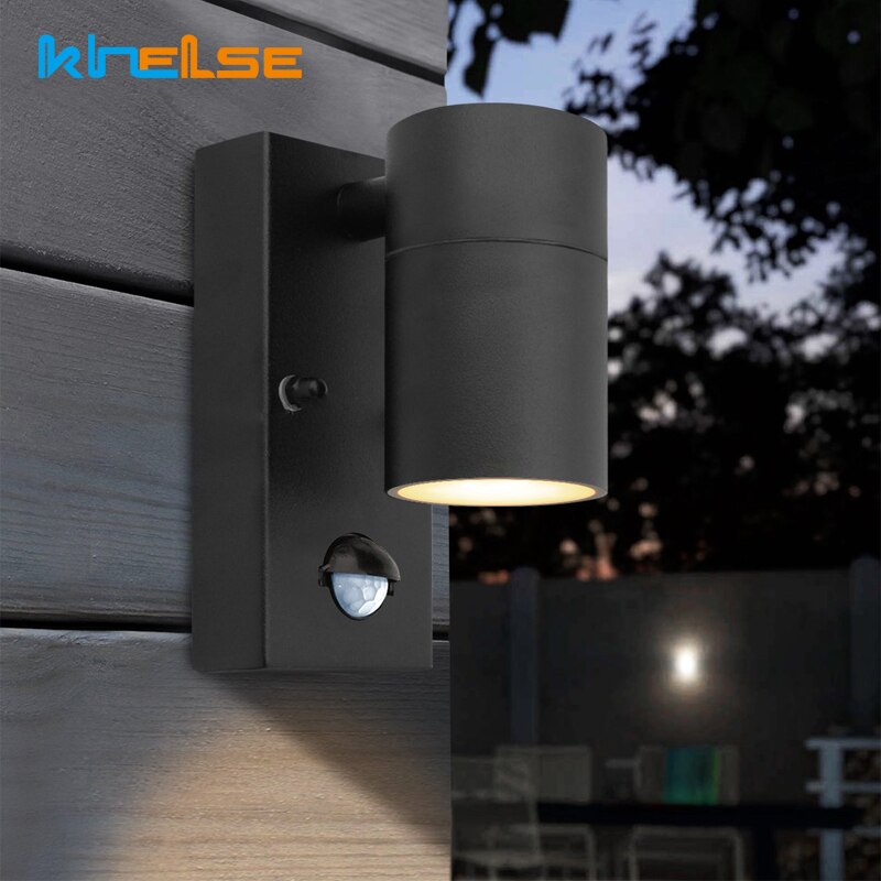 Induction Movement Sensor Wall light Down Black PIR Stainless Steel Outdoor Body Motion Sensor Activated Wall Lamp At Night 220V