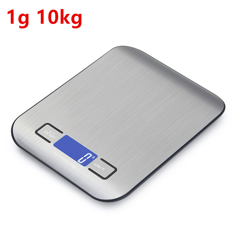 5/10KG Digital Kitchen Scale Stainless Steel Portable Kitchen Food Scale LED Display Electronic Jewelry Baking Weight Scales: LIGHT BLUE