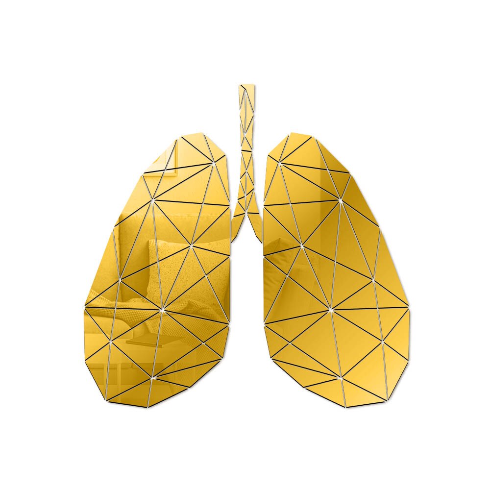 Lung Anatomy Acrylic Mirror Wall Art Sticker Alveolar Respiratory System Mirrored Wall Decal Respiratory Therapist Home Decor: Gold / 76cm x76cm
