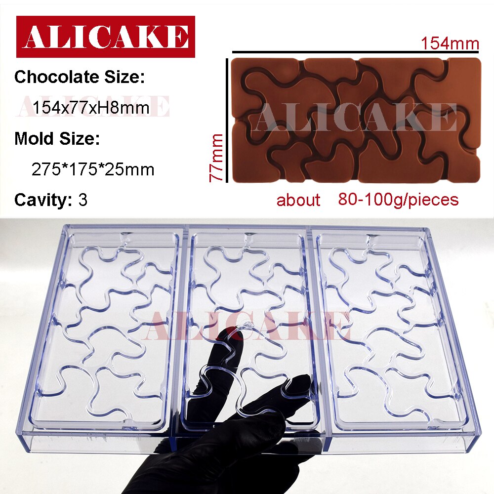 3D Polycarbonate Chocolate Molds for Chocolates Bar Mold Baking Pastry Confectionery Tools Cake Candy Bonbon Moulds Form Tray: New Bar-03