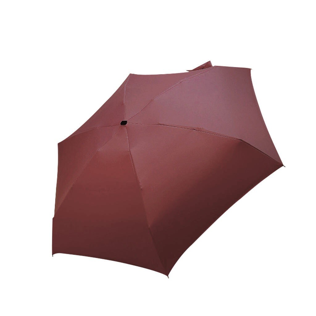 45#  kvinnor lyxigt lättviktsparaply svart beläggning parasoll 5- faldigt solregnparaply unisex reseskyddad ficka miniparaply: Röd