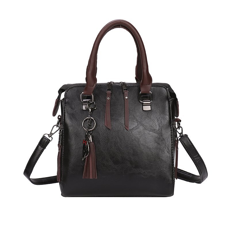 Offre Spéciale Vintage EN CUIR PU Sacs À Bandoulière Pour femmes nouveaux Sacs À Bandoulière Gland Sac à Main Femme Boston Sac PRINCIPAL: Black