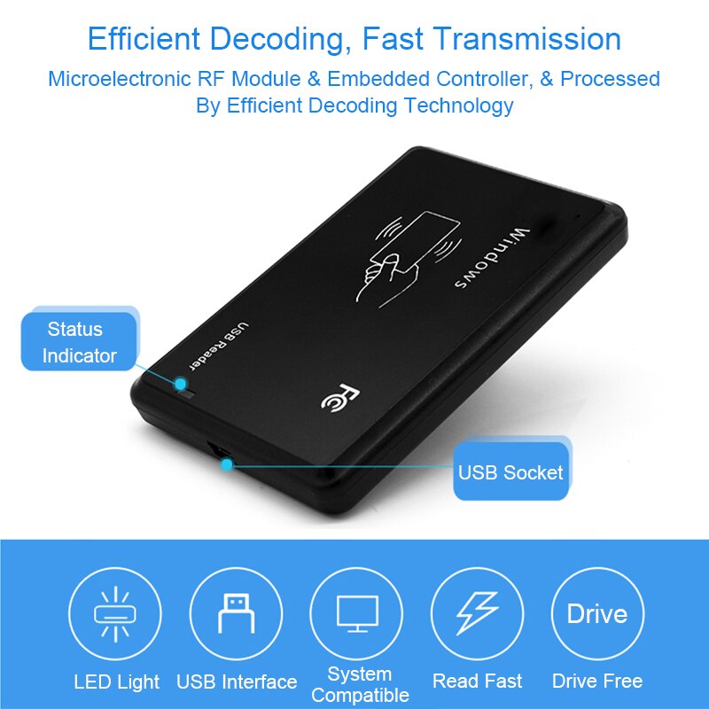 Eseye 13.56Mhz RFID Reader 14443A Proximity Smart IC Card USB Sensor Reader upport Window System Access Control Card Reader