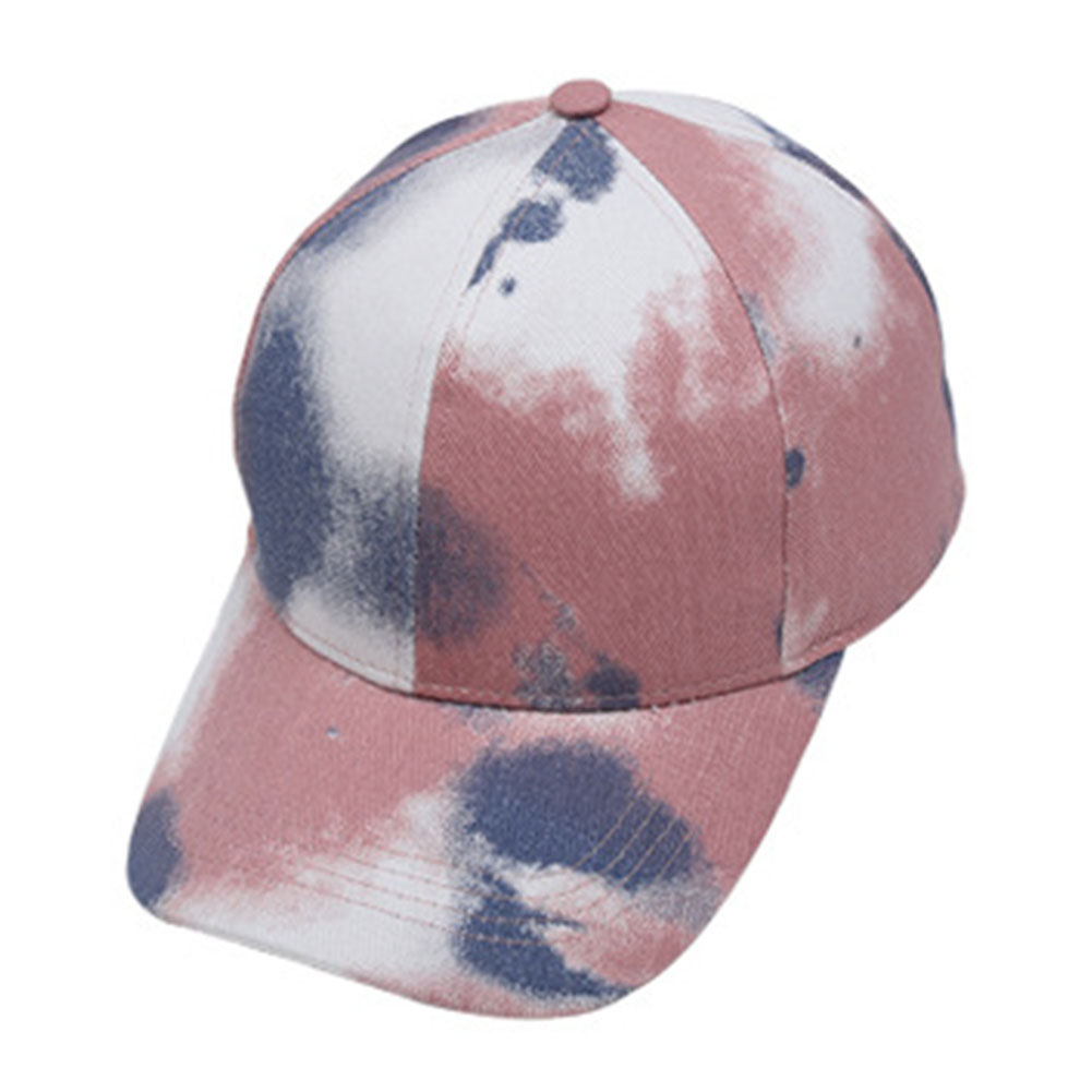Women Summer Portable Cotton Blend Baseball Cap Outdoor Sports Casual Travel Tie Dye Adjustable Criss Cross Ponytail