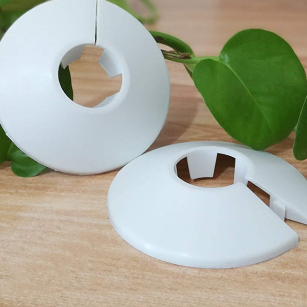 Lvcky 12 Pack Plastic Radiator Pipe Covers Pipe Collars for 15 mm Diameter Pipe (White) Grandado