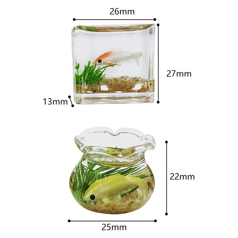 12 Simulatie Miniatuur Glas Koi Aquarium Vierkante Aquarium Poppenhuis Accessoires Thuis Model