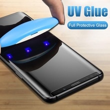 5D UV pleine colle verre trempé pour Samsung S10 S8 S9 Plus protecteur d'écran pour Samsung Galaxy Note 8 9 S7 S6 bord UV liquide étui