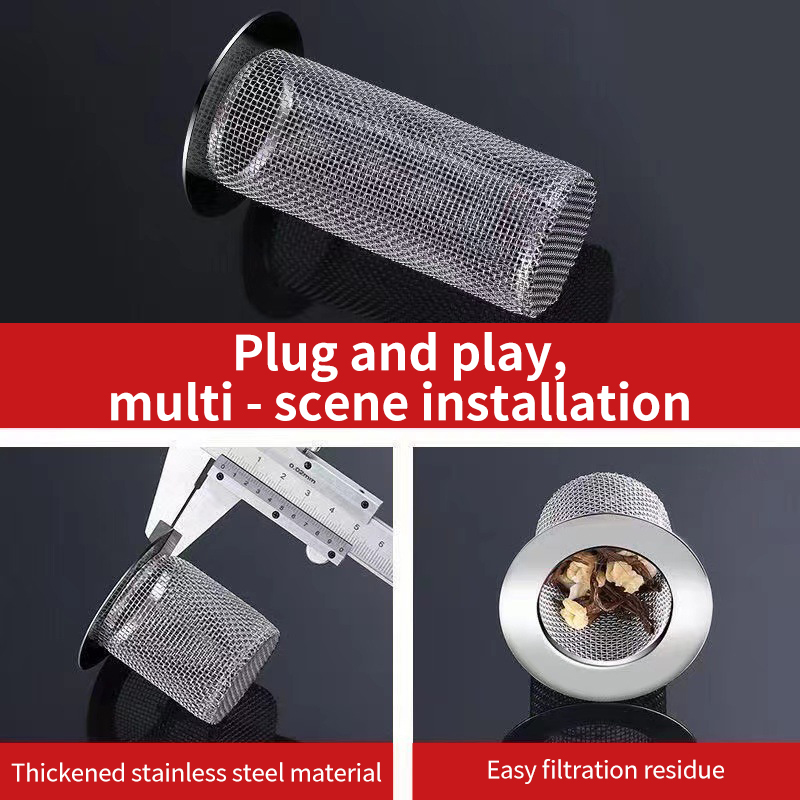 Filtro de drenaje de suelo de acero inoxidable, colador de fregadero de malla, desagües antiobstrucción para cocina y baño, colador de pelo para bañera, coladores de ducha