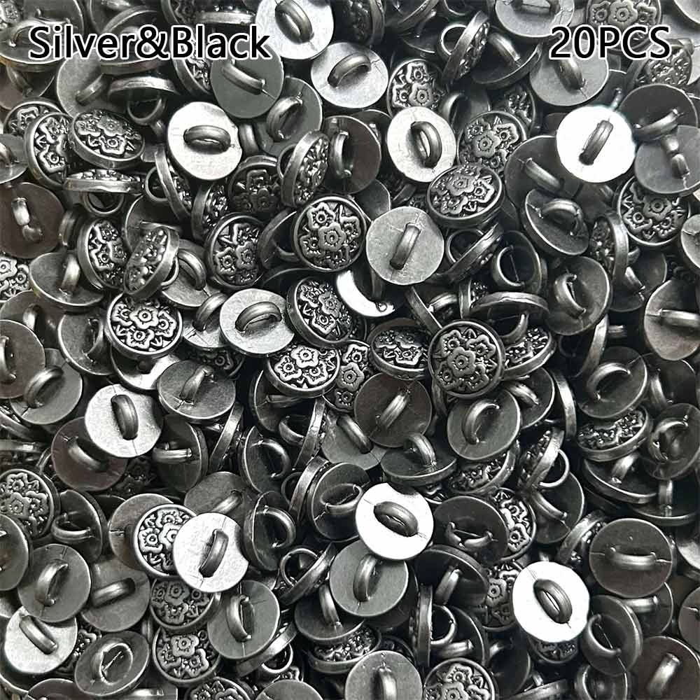 20 szt. Nowe 7mm Kwiatowe Klamry Metalowe mini retro Starożytne Guziki Ręcznie Robione Klamry robić Płaszczy dla Lalek DIY Akcesoria robić Ubranek dla Lalek: Antyczne srebro