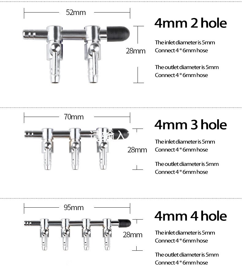 Stainless Steel Aquarium Gang Valve 1/2/3/4/5 Ways Air Flow Splitter Lever Stainless Steel Aquarium Gang Valve Fish Tank PRE