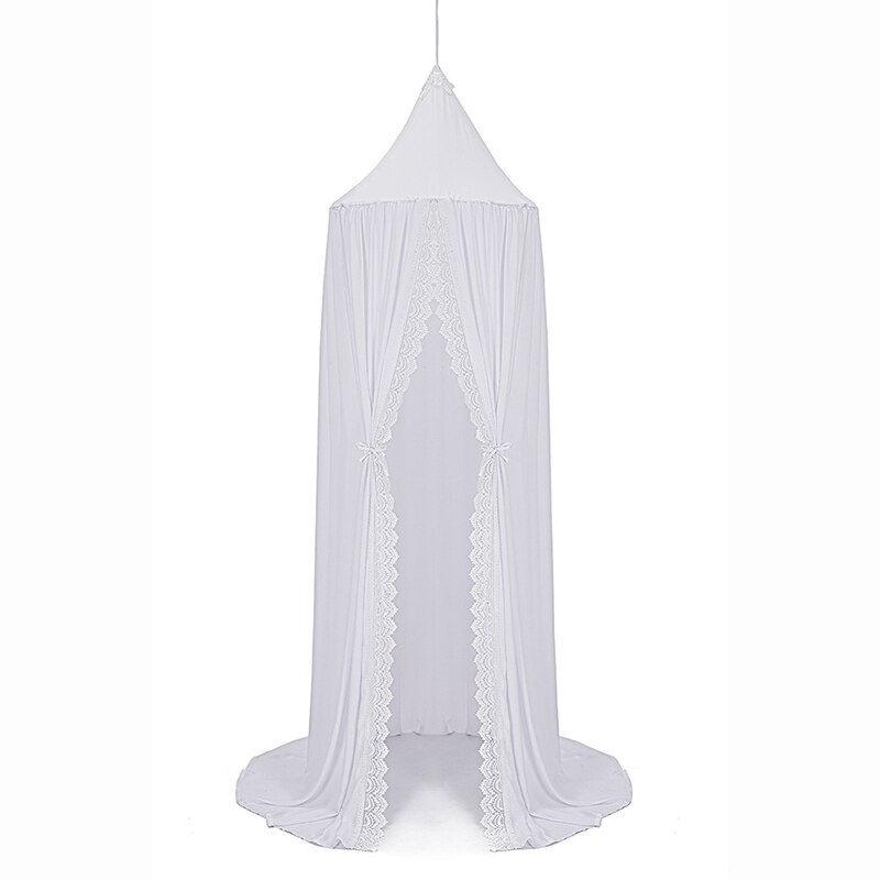 Kid Giocare Tenda Casa Rotonda Letto A Baldacchino per la Ragazza Del Bambino Culla Letto Tenda con Pizzo Cupola Appeso Camera Dei Bambini Dossel rosa/Bianco/Grigio: WHITE