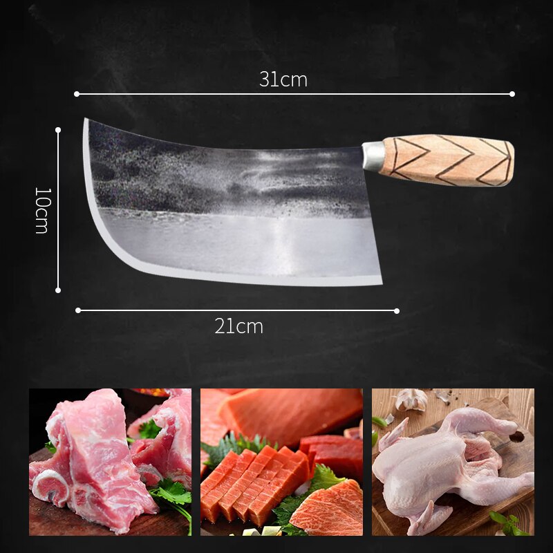 Forged Kitchen Knife High Carbon Clad Steel Cleaver Knife for Meat Bone Fish Fruit Vegetables Butcher Knife Chinese Chef Knife